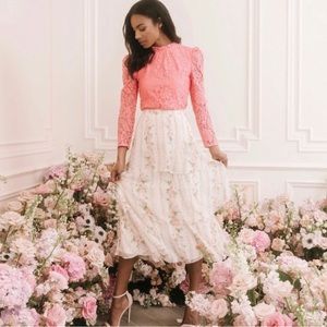 Rachel Parcell Tiered Chiffon Floral Midi Skirt NWT